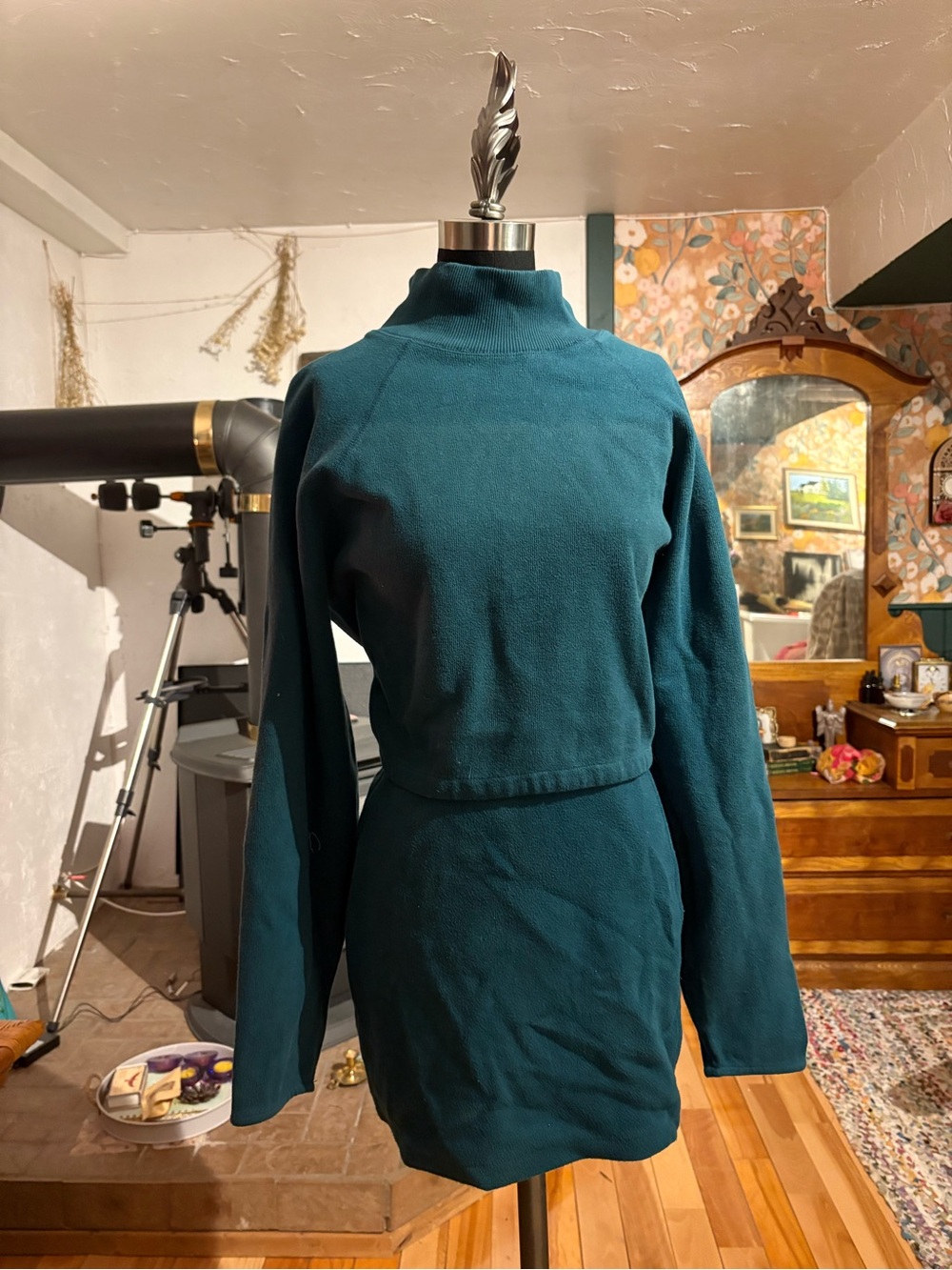 KOTN Teal Mock Neck Sweater Dress